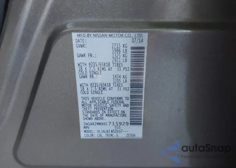 2014 Nissan Pathfinder S from USA, damaged, VIN 5N1AR2MNXEC715929
